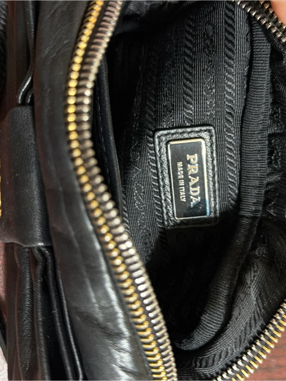 Prada Black Leather Crossbody Bag with Gold Hardware